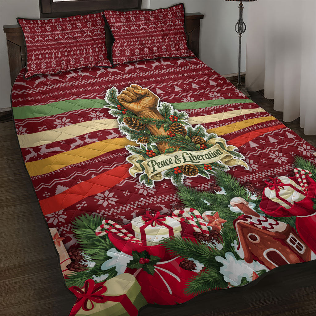 Malcolm X Peace And Liberation Christmas Quilt Bed Set Pattern Pan African Colors Xmas Holiday