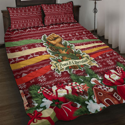 Malcolm X Peace And Liberation Christmas Quilt Bed Set Pattern Pan African Colors Xmas Holiday