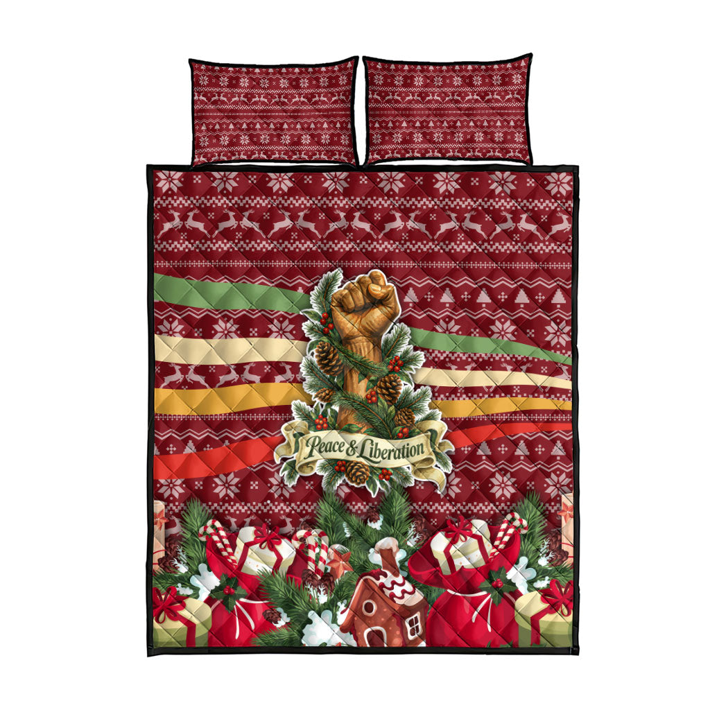 Malcolm X Peace And Liberation Christmas Quilt Bed Set Pattern Pan African Colors Xmas Holiday