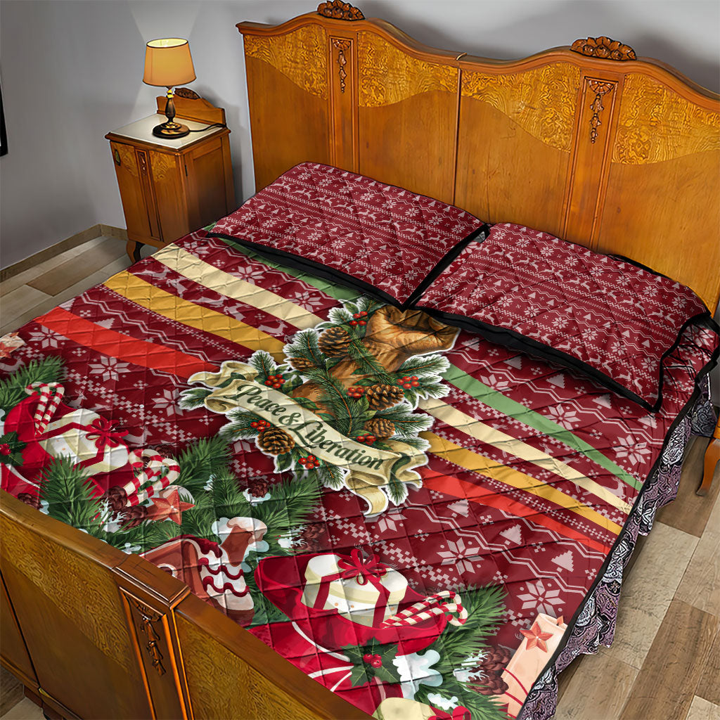 Malcolm X Peace And Liberation Christmas Quilt Bed Set Pattern Pan African Colors Xmas Holiday
