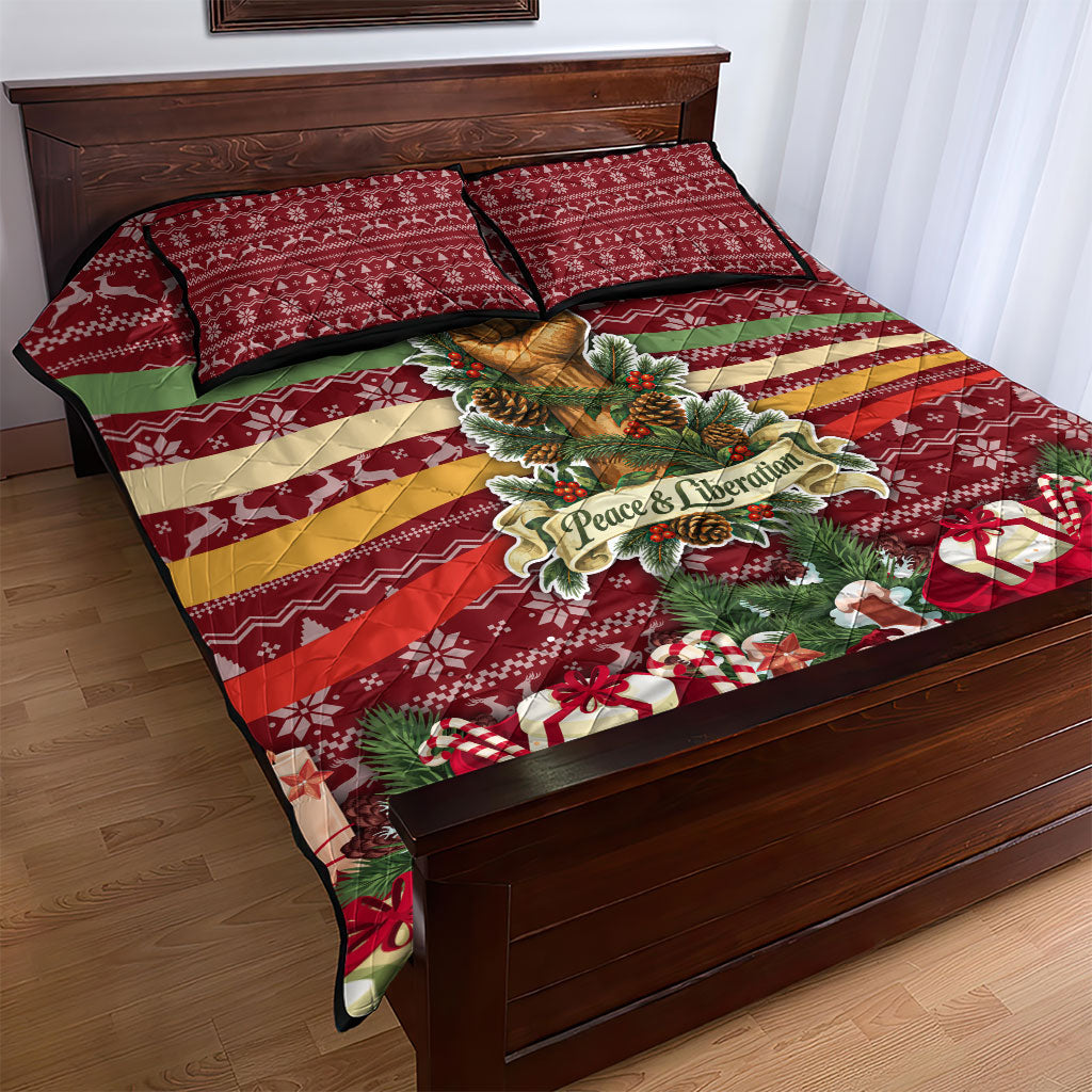 Malcolm X Peace And Liberation Christmas Quilt Bed Set Pattern Pan African Colors Xmas Holiday
