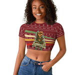 Malcolm X Peace And Liberation Christmas Raglan Cropped T shirt Pattern Pan African Colors Xmas Holiday