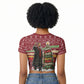 Malcolm X Peace And Liberation Christmas Raglan Cropped T shirt Pattern Pan African Colors Xmas Holiday