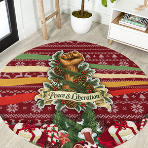 Malcolm X Peace And Liberation Christmas Round Carpet Pattern Pan African Colors Xmas Holiday