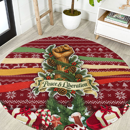 Malcolm X Peace And Liberation Christmas Round Carpet Pattern Pan African Colors Xmas Holiday