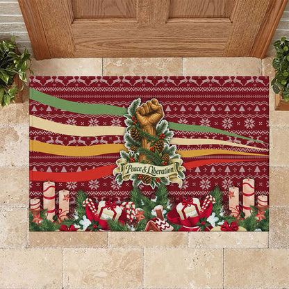 Malcolm X Peace And Liberation Christmas Rubber Doormat Pattern Pan African Colors Xmas Holiday