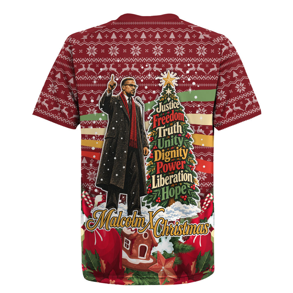 Malcolm X Peace And Liberation Christmas Rugby Jersey Pattern Pan African Colors Xmas Holiday
