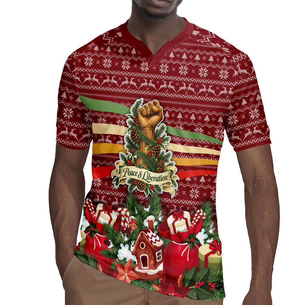 Malcolm X Peace And Liberation Christmas Rugby Jersey Pattern Pan African Colors Xmas Holiday