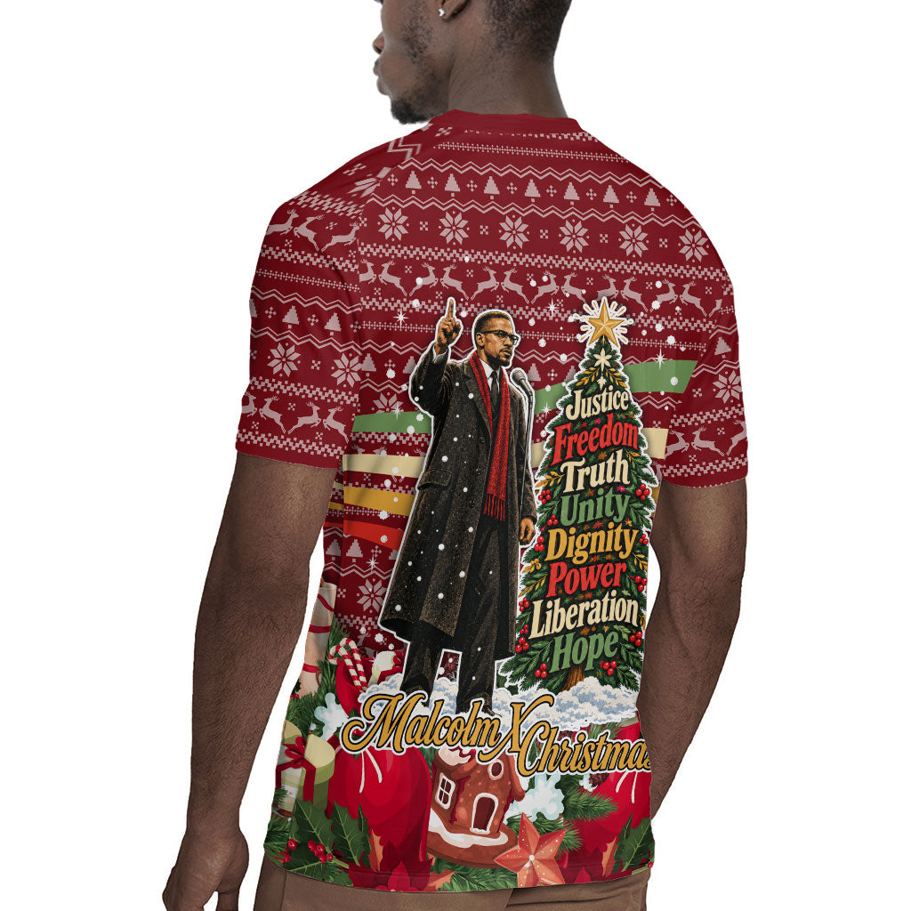 Malcolm X Peace And Liberation Christmas Rugby Jersey Pattern Pan African Colors Xmas Holiday