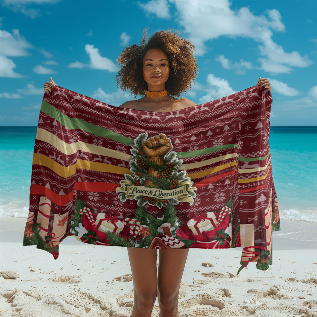 Malcolm X Peace And Liberation Christmas Sarong Pattern Pan African Colors Xmas Holiday