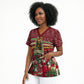 Malcolm X Peace And Liberation Christmas Scrub Top Pattern Pan African Colors Xmas Holiday