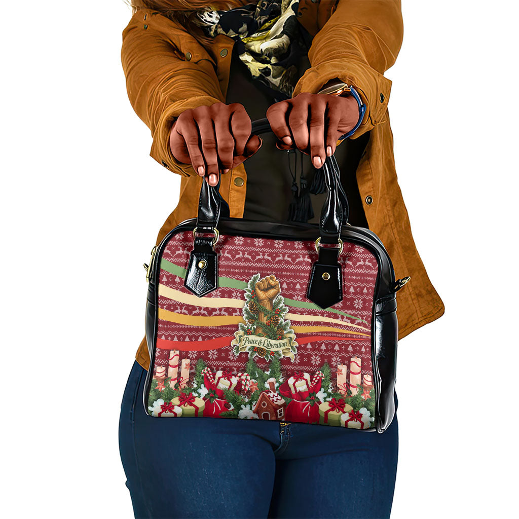 Malcolm X Peace And Liberation Christmas Shoulder Handbag Pattern Pan African Colors Xmas Holiday