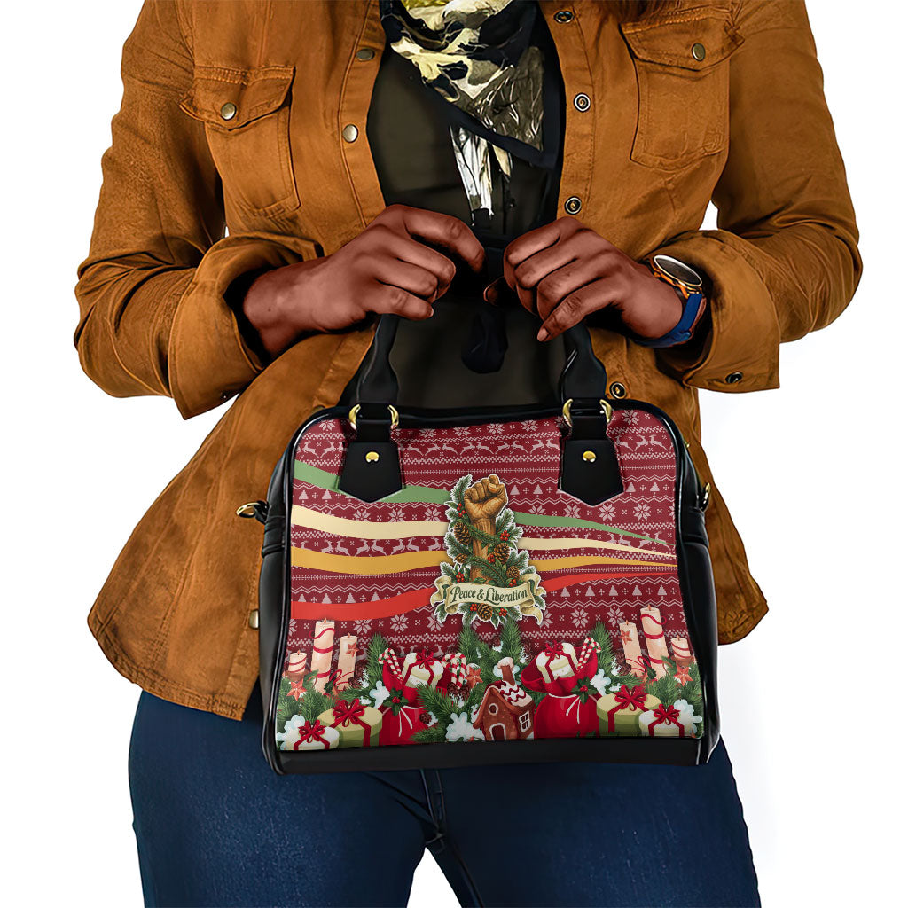 Malcolm X Peace And Liberation Christmas Shoulder Handbag Pattern Pan African Colors Xmas Holiday