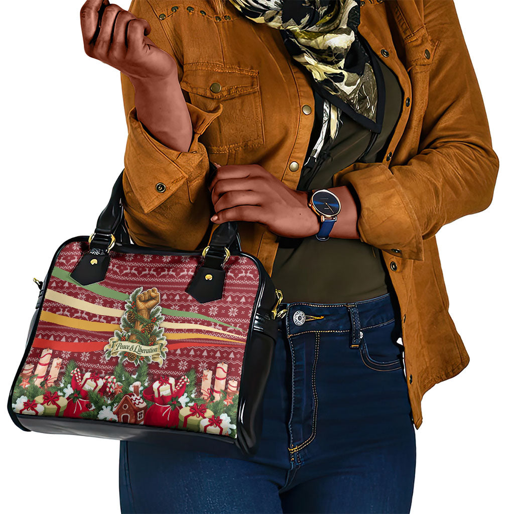 Malcolm X Peace And Liberation Christmas Shoulder Handbag Pattern Pan African Colors Xmas Holiday
