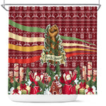Malcolm X Peace And Liberation Christmas Shower Curtain Pattern Pan African Colors Xmas Holiday