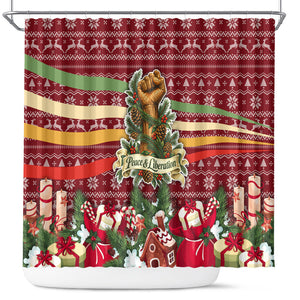 Malcolm X Peace And Liberation Christmas Shower Curtain Pattern Pan African Colors Xmas Holiday