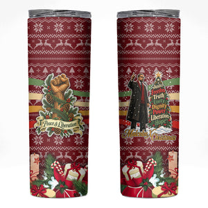 Malcolm X Peace And Liberation Christmas Skinny Tumbler Pattern Pan African Colors Xmas Holiday