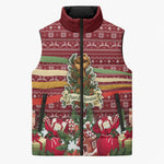 Malcolm X Peace And Liberation Christmas Sleeveless Puffer Jacket Pattern Pan African Colors Xmas Holiday