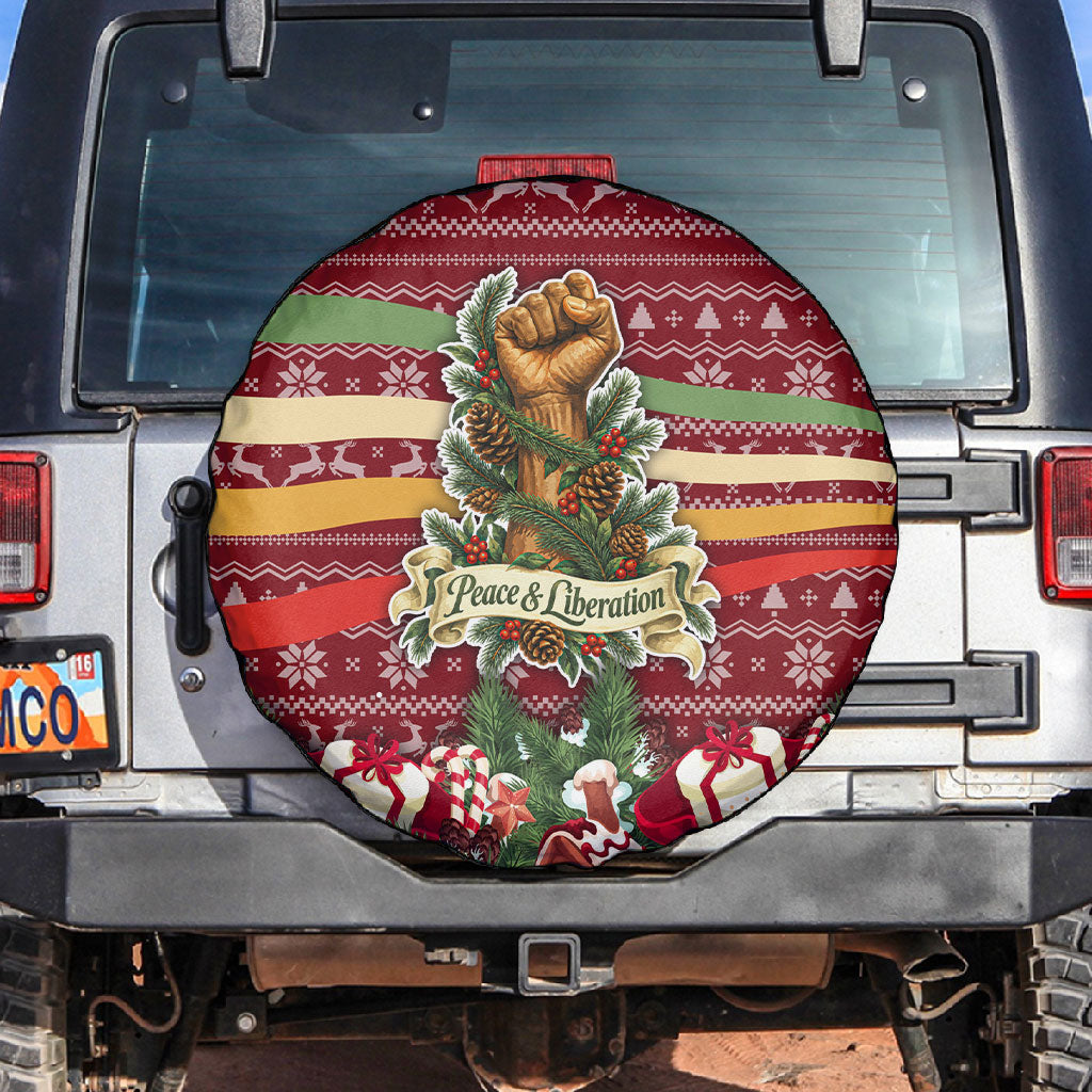 Malcolm X Peace And Liberation Christmas Spare Tire Cover Pattern Pan African Colors Xmas Holiday