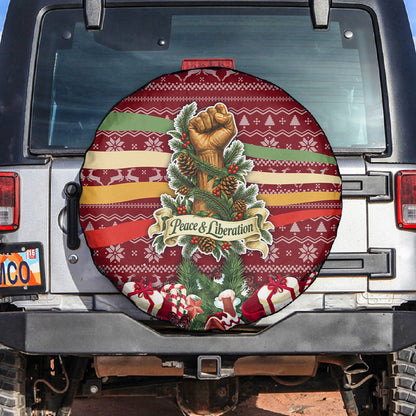 Malcolm X Peace And Liberation Christmas Spare Tire Cover Pattern Pan African Colors Xmas Holiday