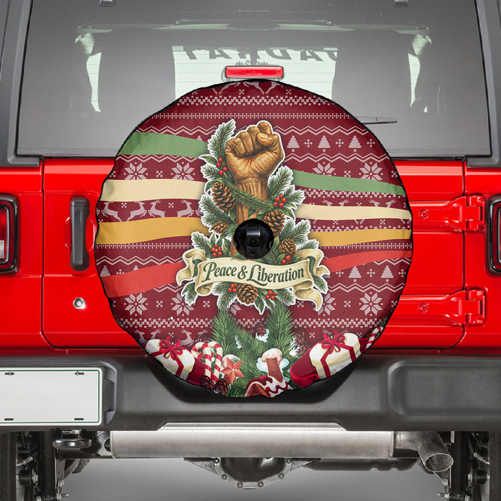 Malcolm X Peace And Liberation Christmas Spare Tire Cover Pattern Pan African Colors Xmas Holiday