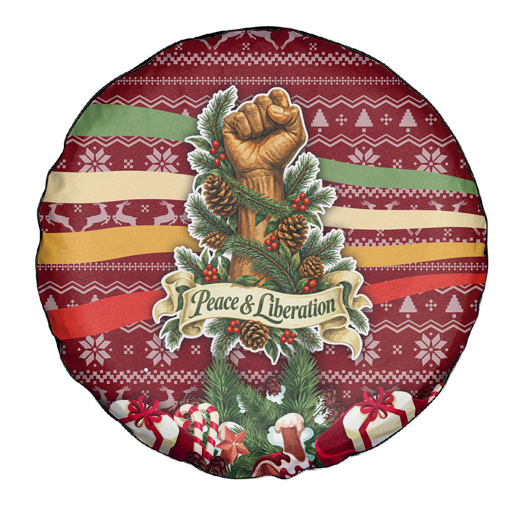Malcolm X Peace And Liberation Christmas Spare Tire Cover Pattern Pan African Colors Xmas Holiday