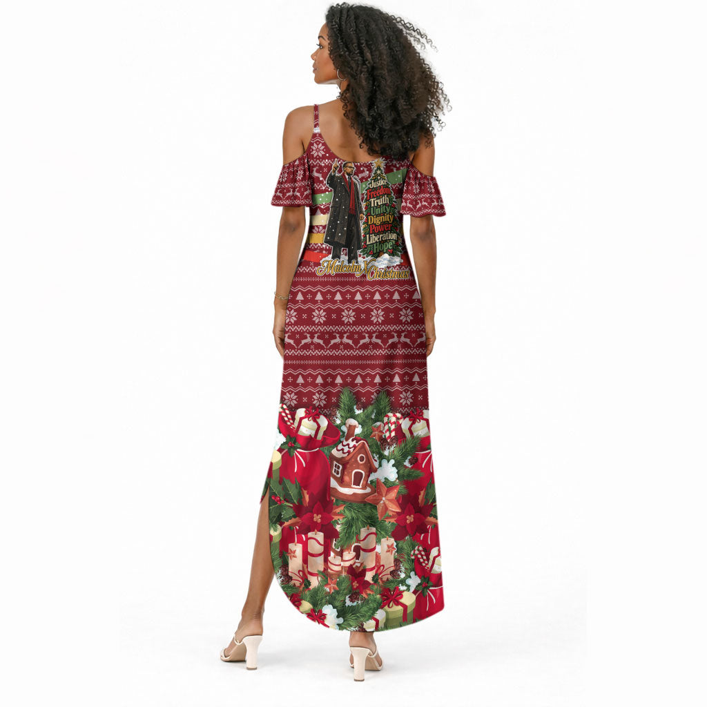 Malcolm X Peace And Liberation Christmas Summer Maxi Dress Pattern Pan African Colors Xmas Holiday