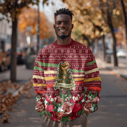Malcolm X Peace And Liberation Christmas Sweatshirt Pattern Pan African Colors Xmas Holiday
