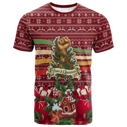 Malcolm X Peace And Liberation Christmas T shirt Pattern Pan African Colors Xmas Holiday