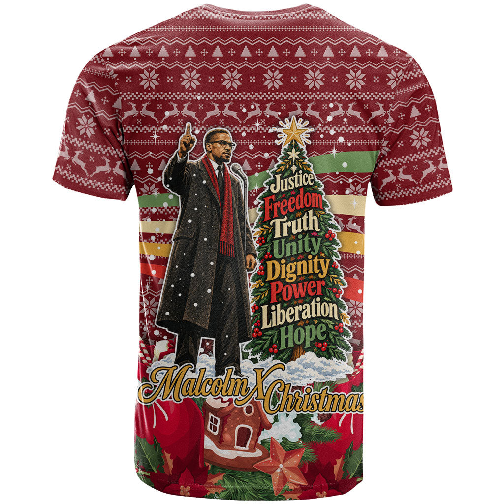 Malcolm X Peace And Liberation Christmas T shirt Pattern Pan African Colors Xmas Holiday