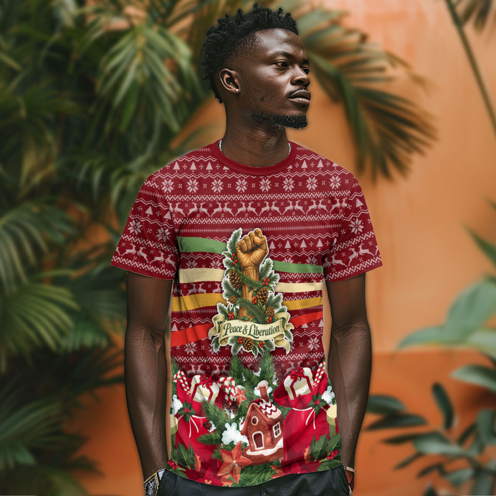 Malcolm X Peace And Liberation Christmas T shirt Pattern Pan African Colors Xmas Holiday