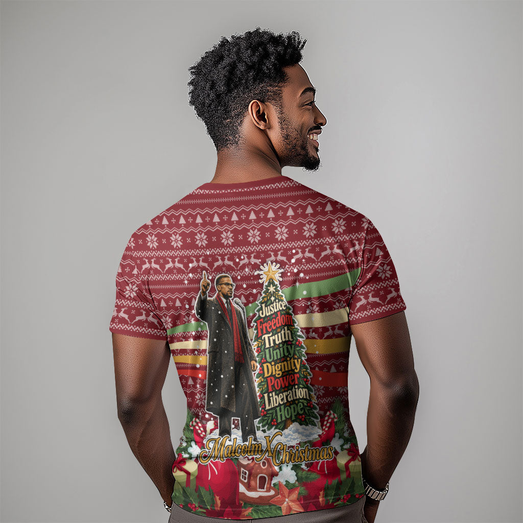 Malcolm X Peace And Liberation Christmas T shirt Pattern Pan African Colors Xmas Holiday