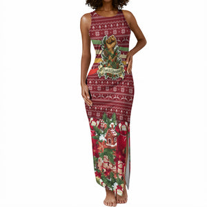 Malcolm X Peace And Liberation Christmas Tank Maxi Dress Pattern Pan African Colors Xmas Holiday
