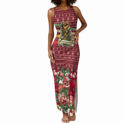Malcolm X Peace And Liberation Christmas Tank Maxi Dress Pattern Pan African Colors Xmas Holiday