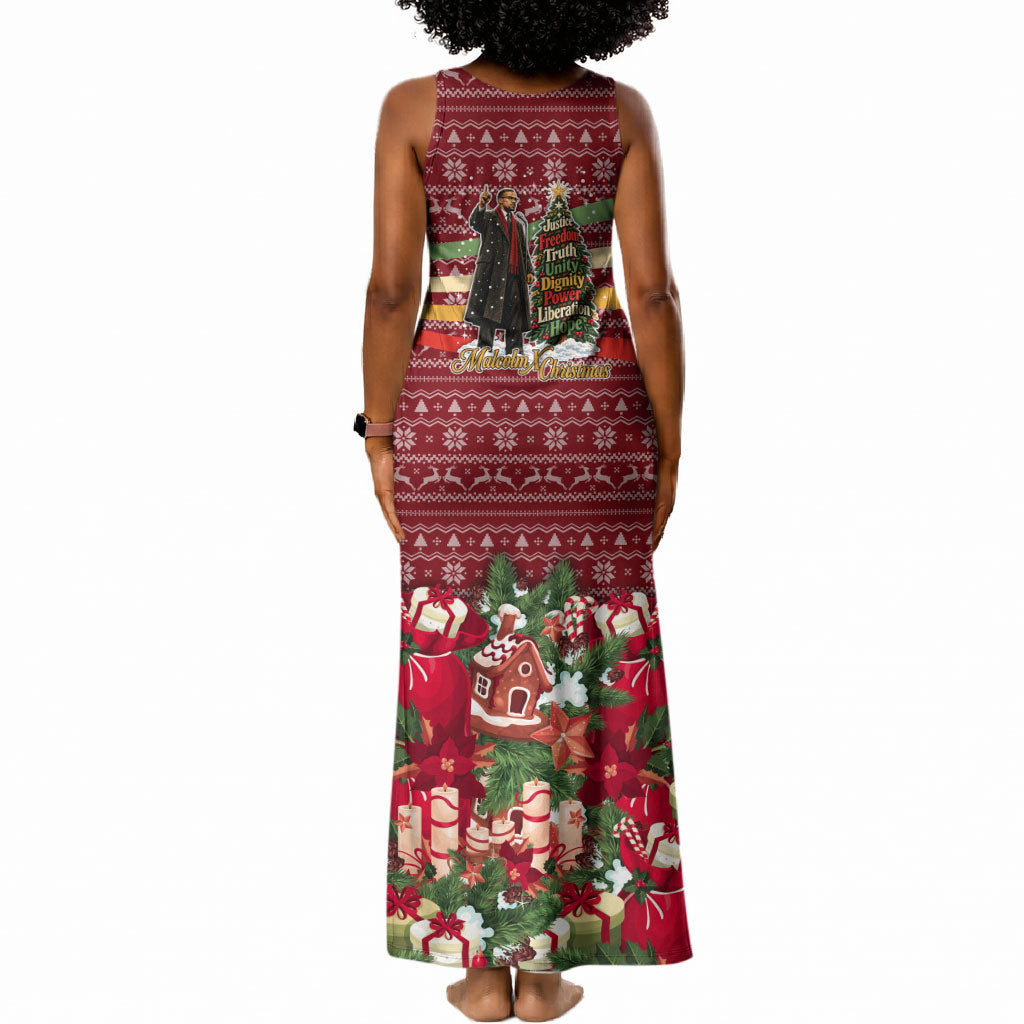 Malcolm X Peace And Liberation Christmas Tank Maxi Dress Pattern Pan African Colors Xmas Holiday