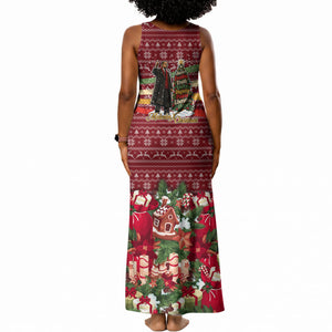 Malcolm X Peace And Liberation Christmas Tank Maxi Dress Pattern Pan African Colors Xmas Holiday