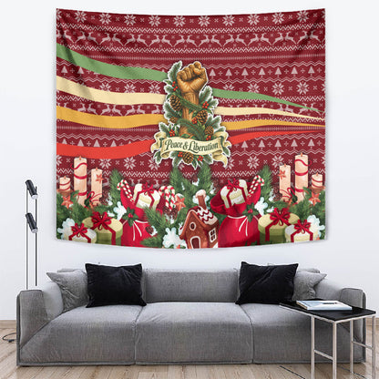 Malcolm X Peace And Liberation Christmas Tapestry Pattern Pan African Colors Xmas Holiday