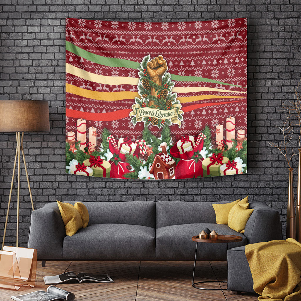 Malcolm X Peace And Liberation Christmas Tapestry Pattern Pan African Colors Xmas Holiday