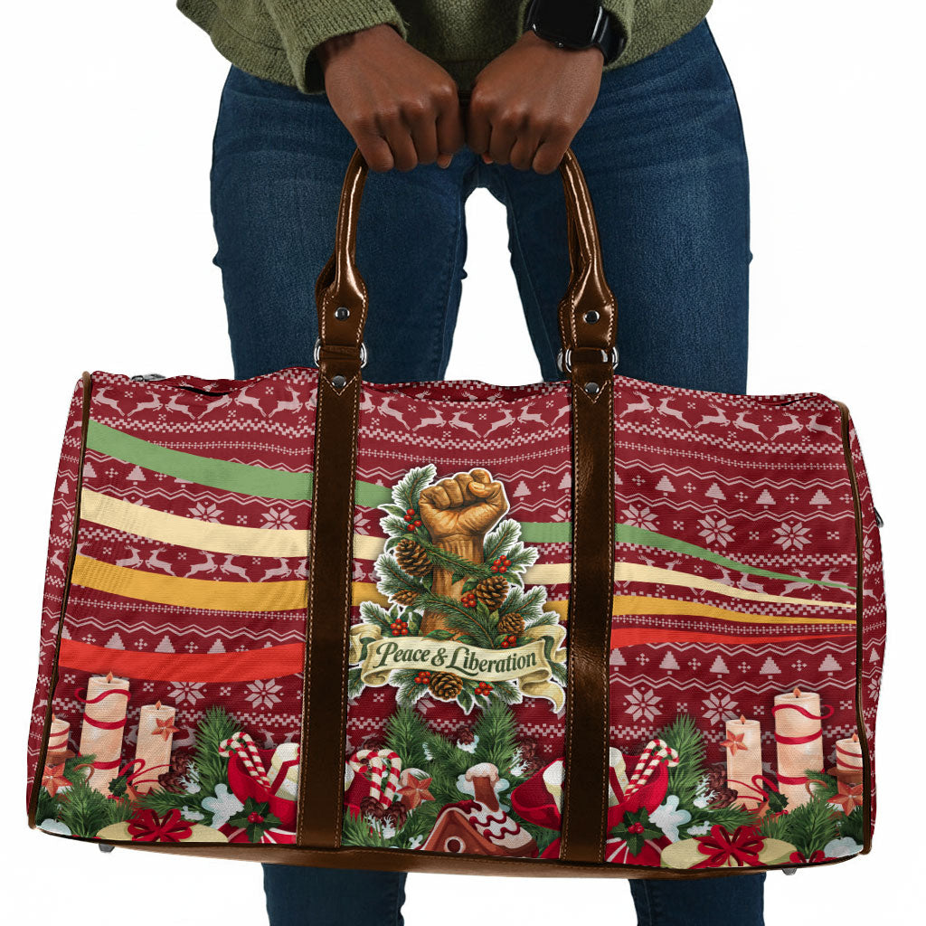 Malcolm X Peace And Liberation Christmas Travel Bag Pattern Pan African Colors Xmas Holiday