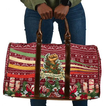 Malcolm X Peace And Liberation Christmas Travel Bag Pattern Pan African Colors Xmas Holiday