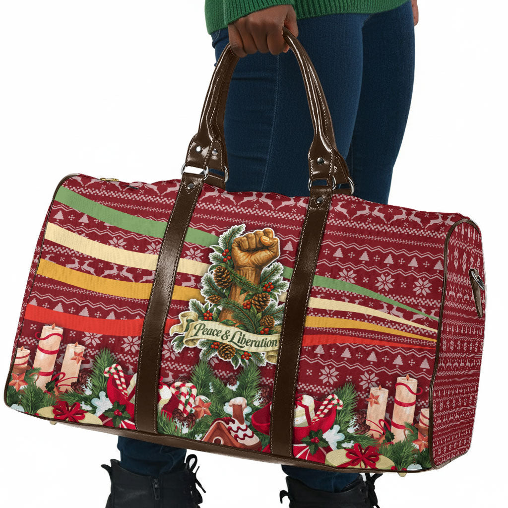 Malcolm X Peace And Liberation Christmas Travel Bag Pattern Pan African Colors Xmas Holiday