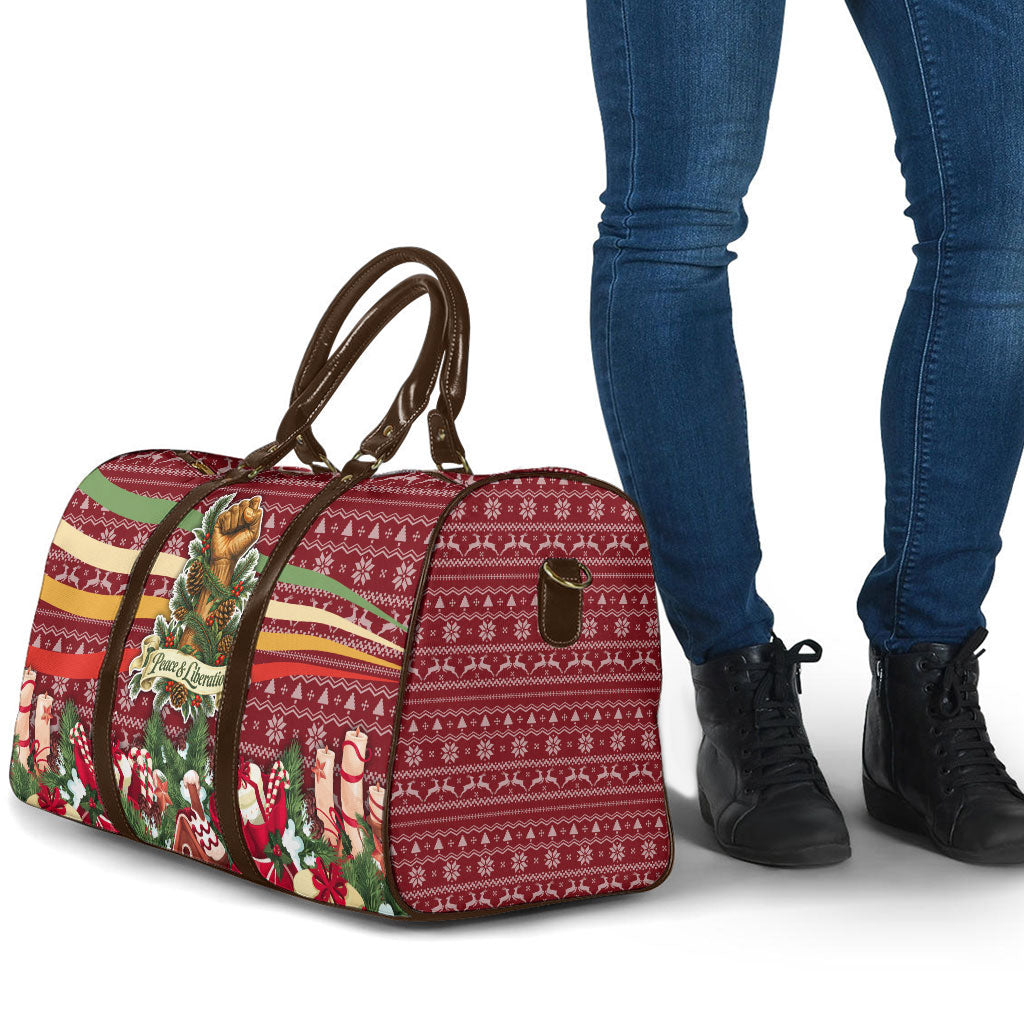 Malcolm X Peace And Liberation Christmas Travel Bag Pattern Pan African Colors Xmas Holiday