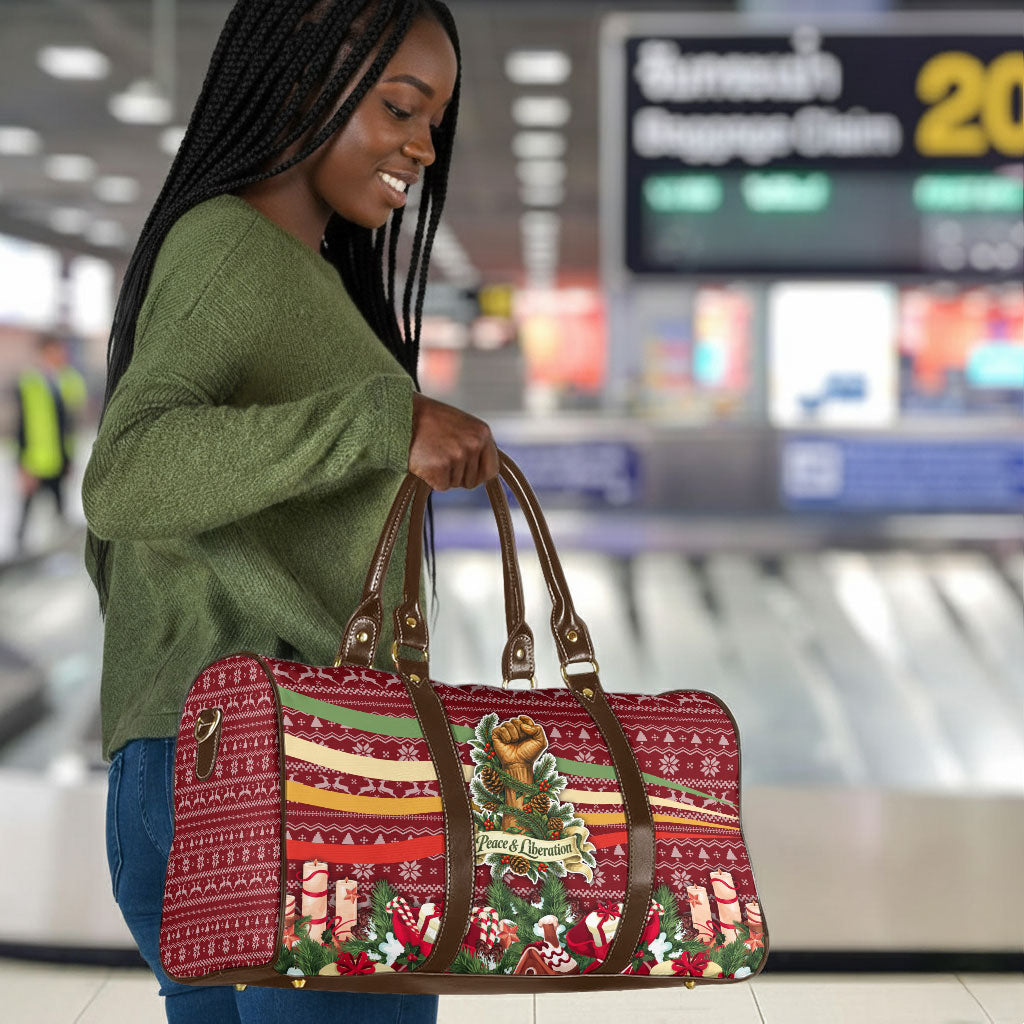 Malcolm X Peace And Liberation Christmas Travel Bag Pattern Pan African Colors Xmas Holiday