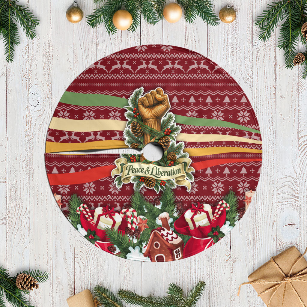 Malcolm X Peace And Liberation Christmas Tree Skirt Pattern Pan African Colors Xmas Holiday