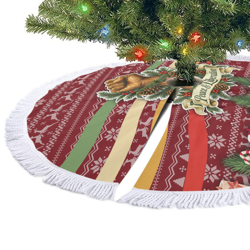 Malcolm X Peace And Liberation Christmas Tree Skirt Pattern Pan African Colors Xmas Holiday