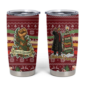 Malcolm X Peace And Liberation Christmas Tumbler Cup Pattern Pan African Colors Xmas Holiday
