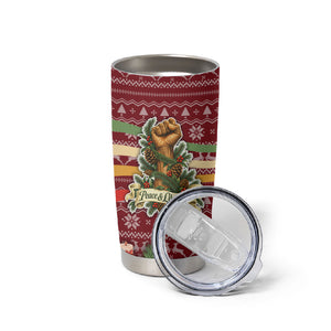 Malcolm X Peace And Liberation Christmas Tumbler Cup Pattern Pan African Colors Xmas Holiday