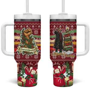 Malcolm X Peace And Liberation Christmas Tumbler With Handle Pattern Pan African Colors Xmas Holiday