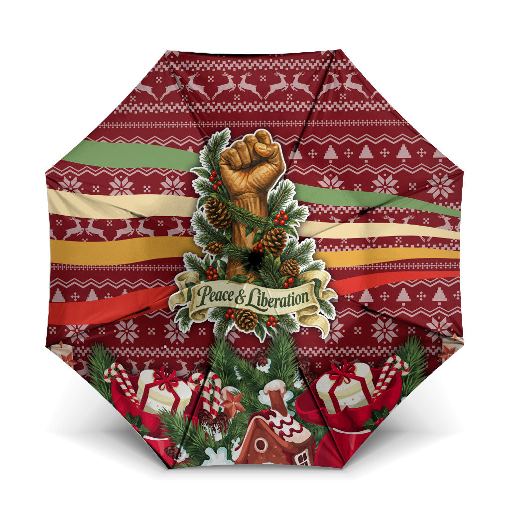 Malcolm X Peace And Liberation Christmas Umbrella Pattern Pan African Colors Xmas Holiday