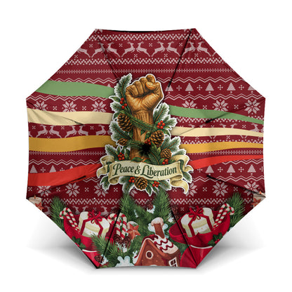 Malcolm X Peace And Liberation Christmas Umbrella Pattern Pan African Colors Xmas Holiday